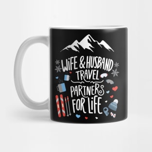 Wife & Husband Travel Partners For Life Honeymoon Ski Lovers Mug